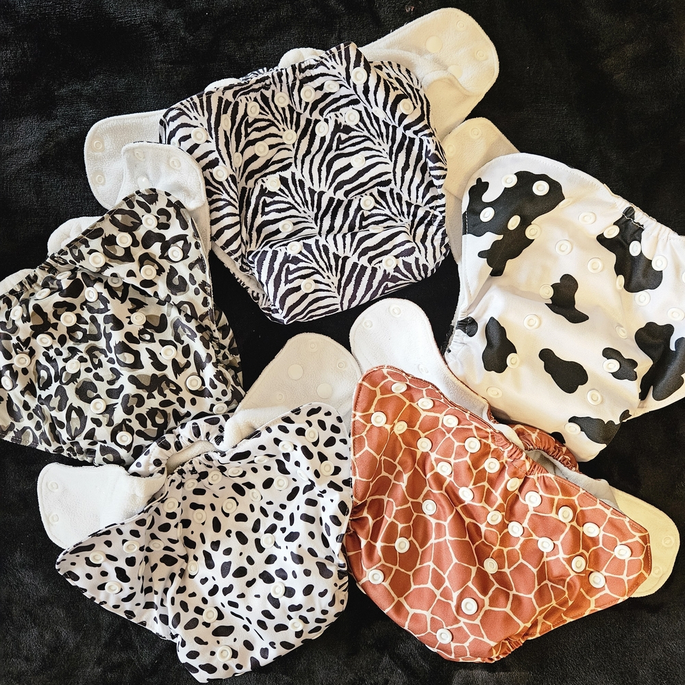 Zebra, Cow, and Giraffe Print Diaper Covers